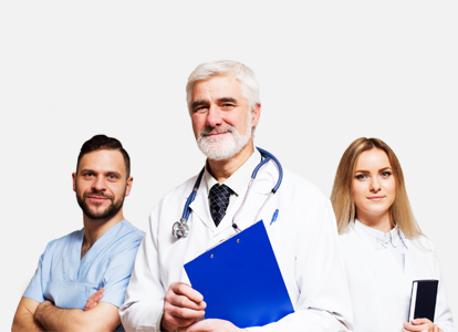 A nurse and two doctors are prepared to help diagnose and treat symptoms of iMCD.